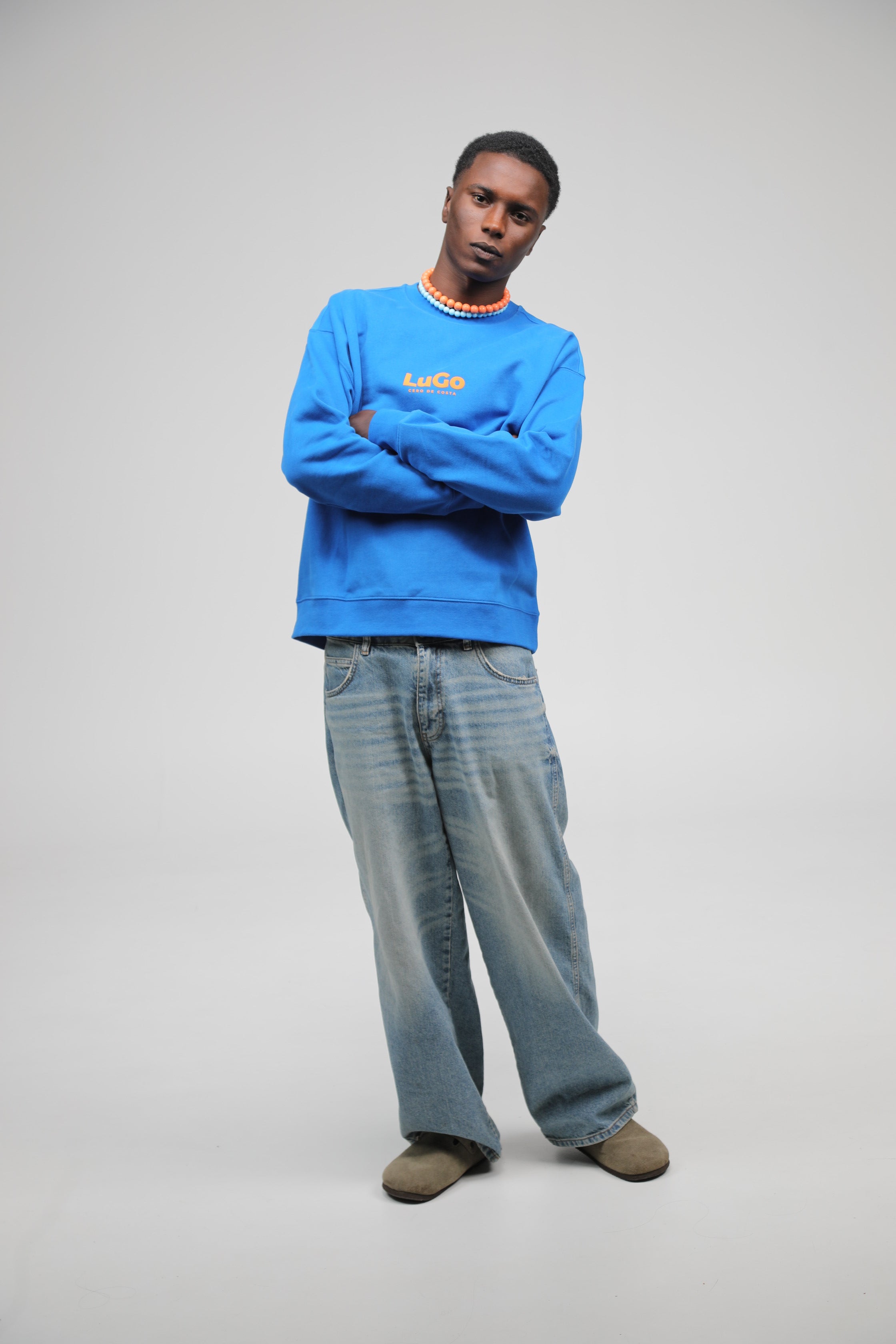 SUDADERA LUGO AZUL/NARANJA